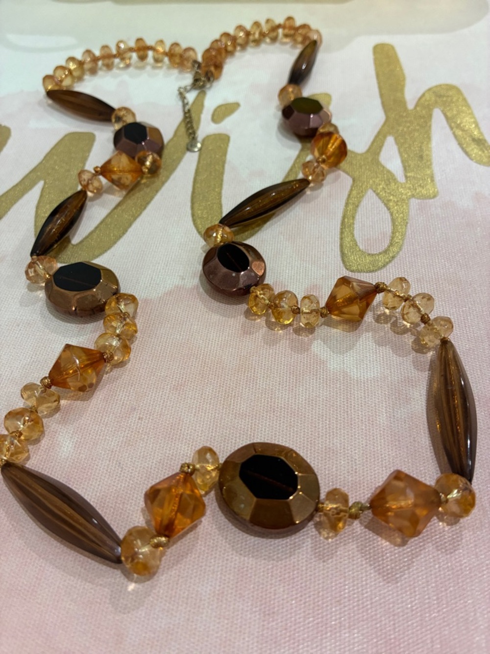 LC Lauren Conrad Amber and Brown Faceted Bead Necklace